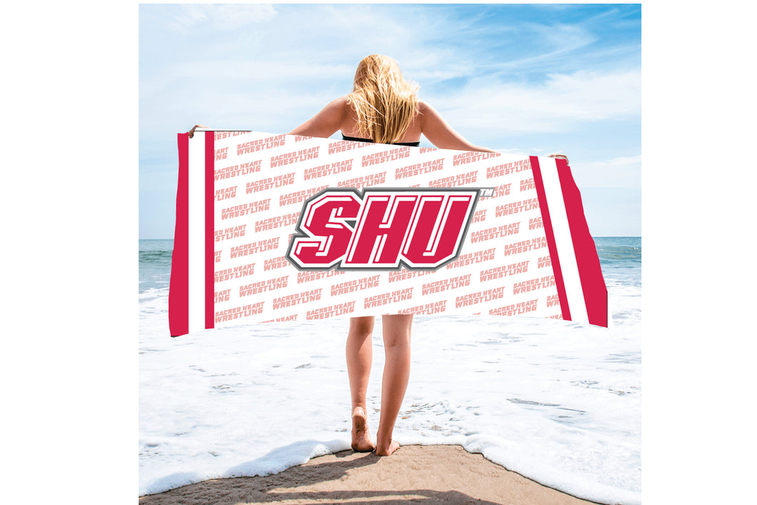 SHU Wrestling Sublimated Beach Towel - White - 5KounT