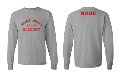 Saint John's Academy Cotton Long Sleeve Crew Tee - Grey (Gym Approved) - 5KounT2018