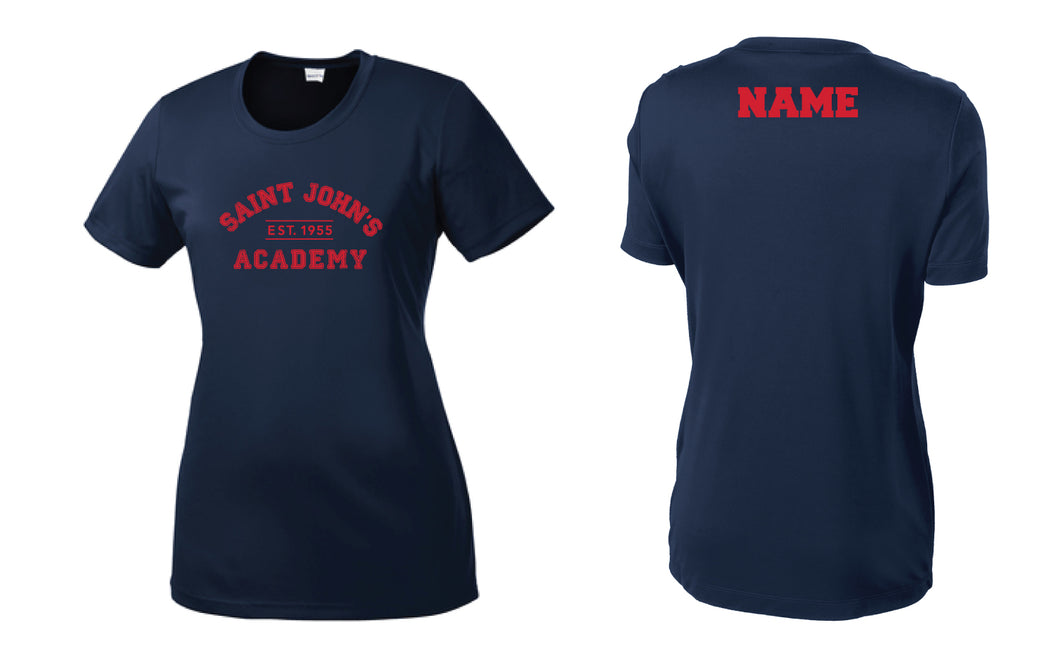 Saint John's Academy Women's Dryfit Tee - Navy - 5KounT2018