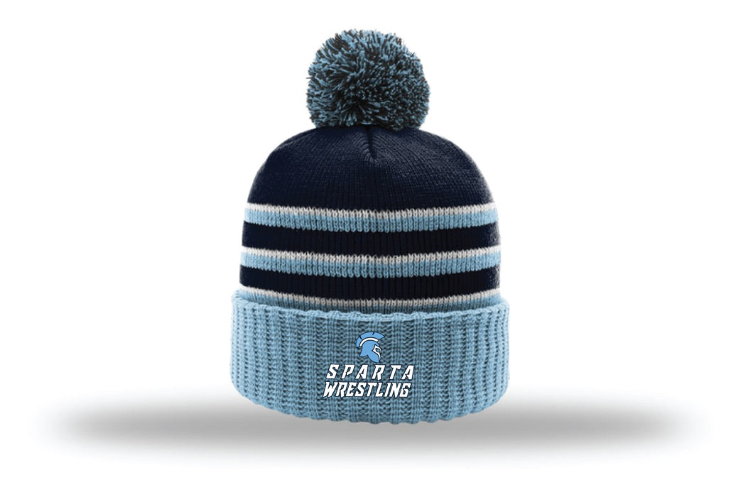 Sparta Youth Wrestling Pom Beanie - Navy/White/Carolina Blue - 5KounT