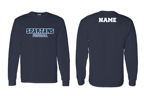 Spartans Football Cotton Crew Long Sleeve Tee - Navy