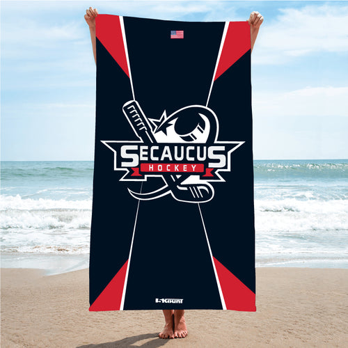 Secaucus Hockey Sublimated Beach Towel - Navy - 5KounT2018