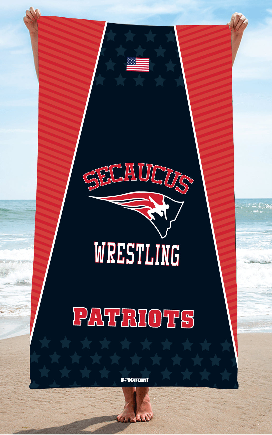 Secaucus Wrestling Sublimated Beach Towel - 5KounT2018