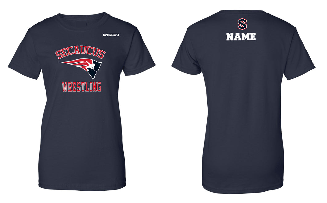 Secaucus Wrestling Cotton Women's Crew Tee - Navy - 5KounT2018