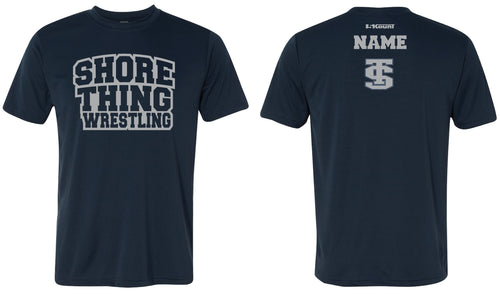 Shore Thing Wrestling DryFit Performance Tees - Navy/Silver - 5KounT