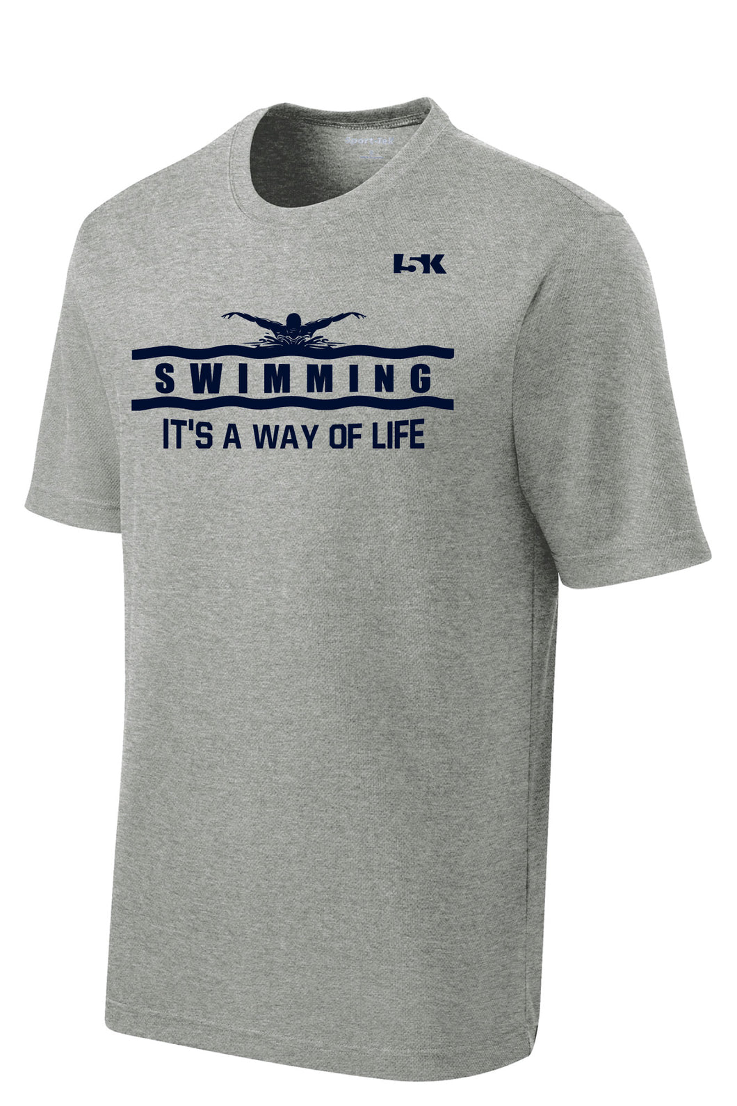 Swimming is a Way of Life Dryfit Performance Tee - Grey - 5KounT2018