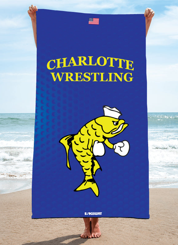 Charlotte HS Blue Tarpon Gold Sublimated Beach Towel - 5KounT2018