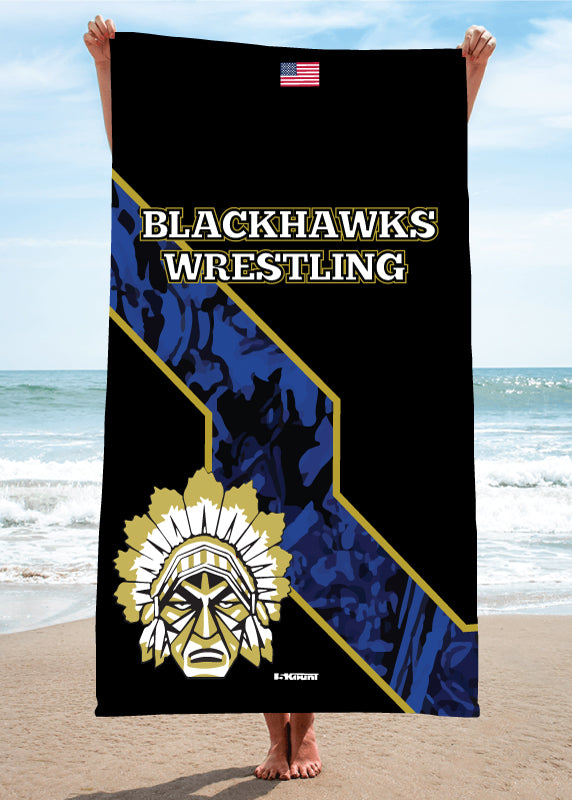 BlackHawks Wrestling Sublimated Beach Towel - 5KounT2018