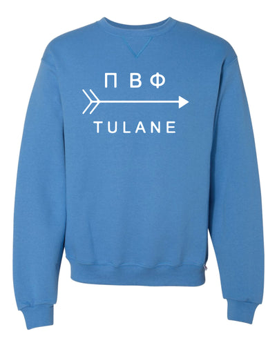 Tulane Sorority Russell Athletic Cotton Crewneck Sweatshirt - Collegiate Blue - 5KounT2018