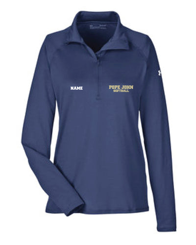 Pope John Softball Under Armour Ladies Quarter Zip - Navy - 5KounT