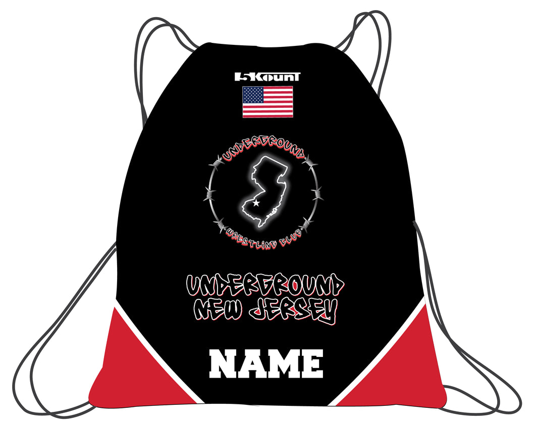 NJ Underground Wrestling Club Sublimated Drawstring Bag - 5KounT2018