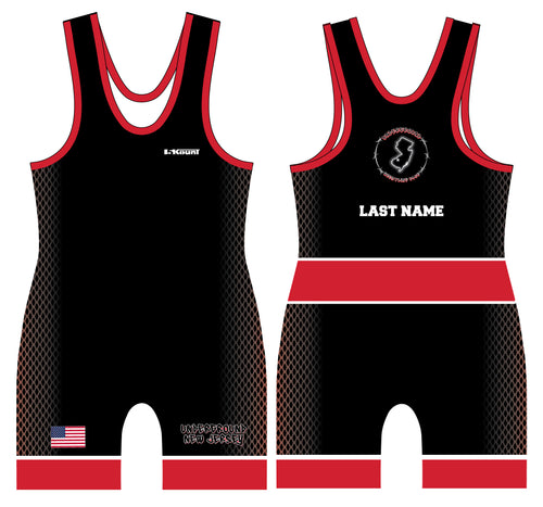 NJ Underground Wrestling Club Sublimated Men's Singlet - Black/White/Red - 5KounT2018