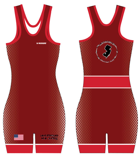 NJ Underground Wrestling Club Women's Freestyle Singlet - Red - 5KounT2018