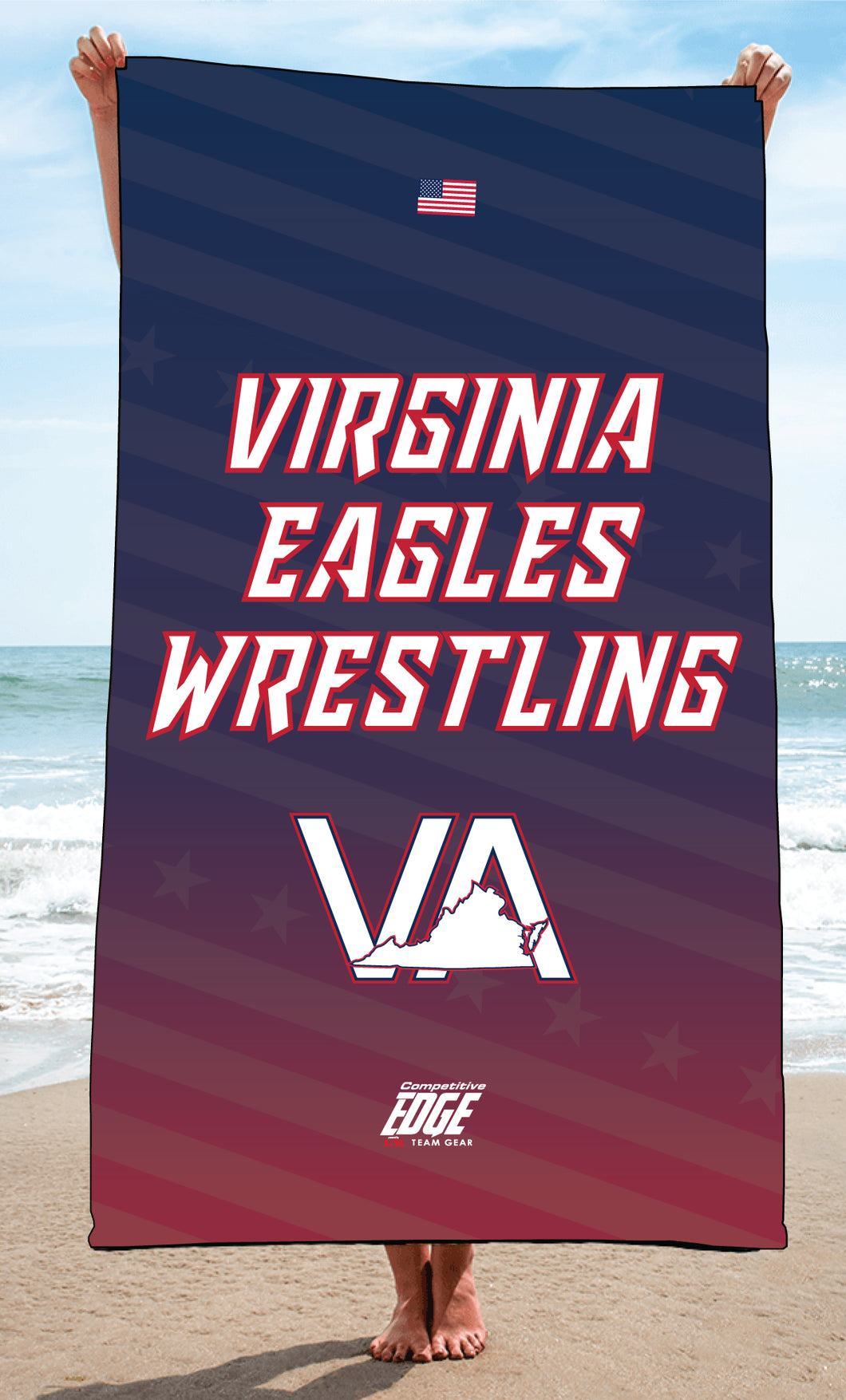 Virginia Eagles Wrestling Sublimated Beach Towel - 5KounT2018