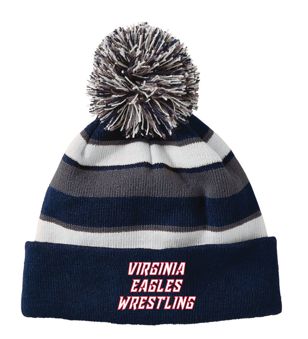 Virginia Eagles Wrestling Pom Beanie - Navy - 5KounT2018