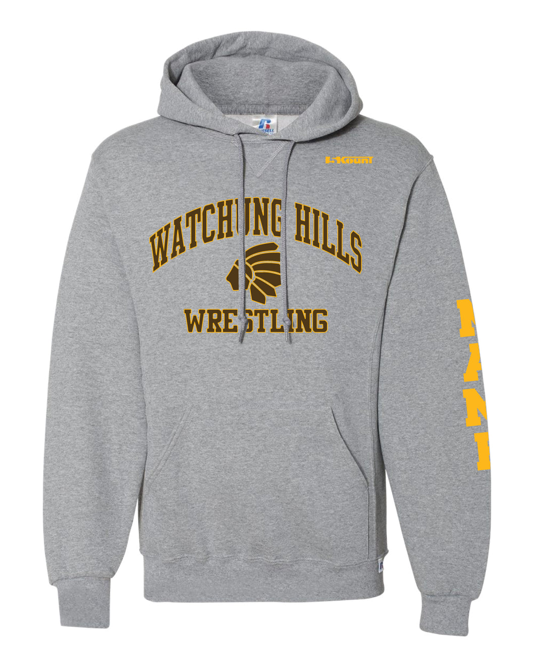 Watchung Hills Wrestling Russell Athletic Cotton Hoodie - Grey - 5KounT2018