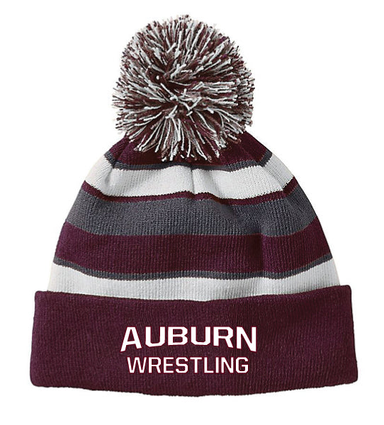 Auburn Wrestling Pom Beanie - Maroon/Grey/White - 5KounT