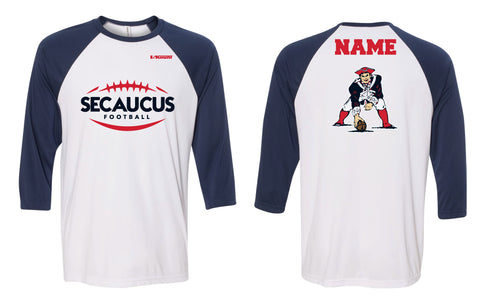 Secaucus Football Baseball Shirt - White & Navy - 5KounT2018