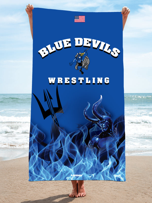 Blue Devils Wrestling Sublimated Beach Towel - 5KounT2018