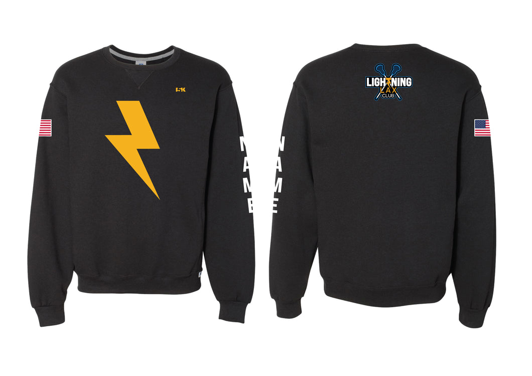 Lightning Lax Russell Athletic Cotton Crewneck Sweatshirt - Black - 5KounT2018