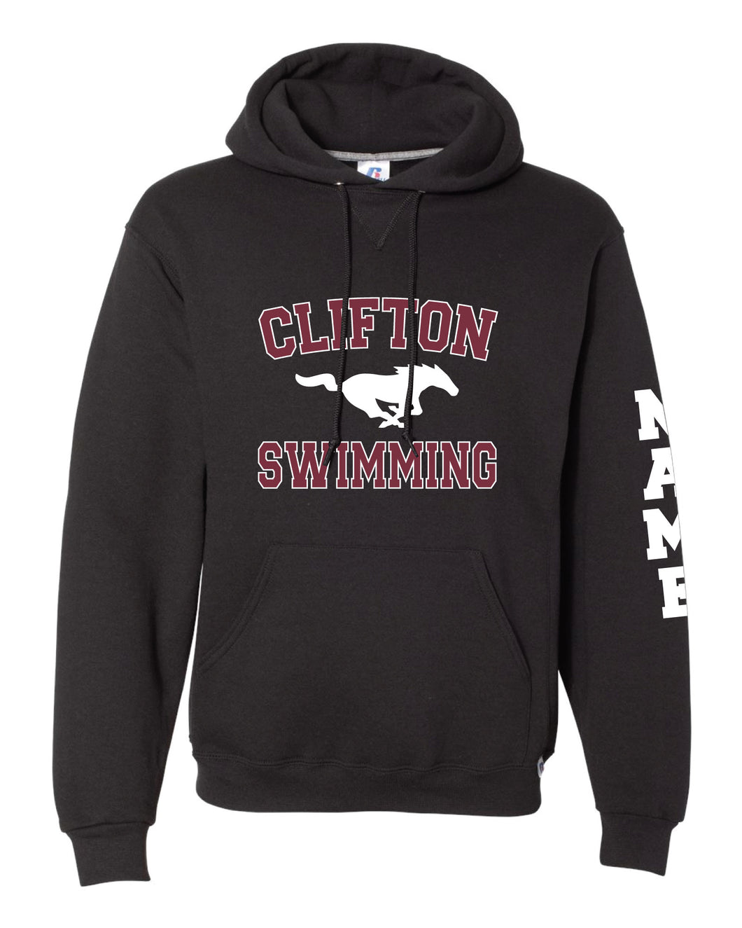 Clifton Swimming Russell Athletic Cotton Hoodie - Black - 5KounT