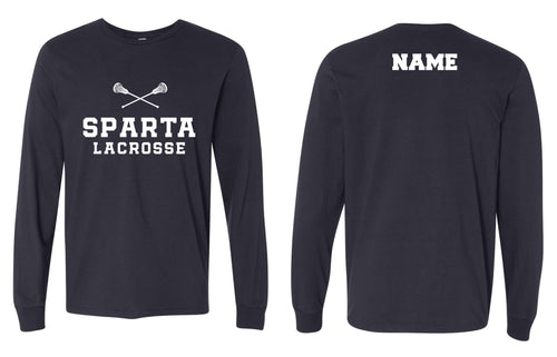 Sparta Lacrosse Cotton Crew Long Sleeve Tee - Navy - 5KounT