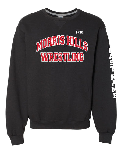 Morris Hills Wrestling Russell Athletic Cotton Crewneck Sweatshirt- Black - 5KounT2018