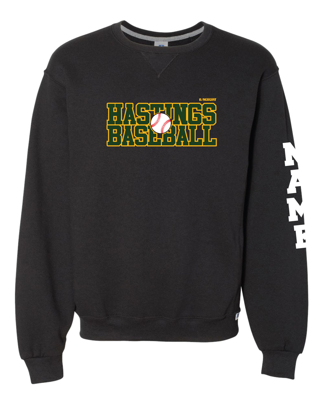 Hastings Baseball Russell Athletic Cotton Crewneck Sweatshirt - Black - 5KounT