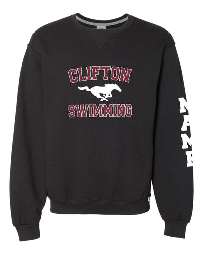 Clifton Swimming Russell Athletic Cotton Crewneck Sweatshirt - Black - 5KounT
