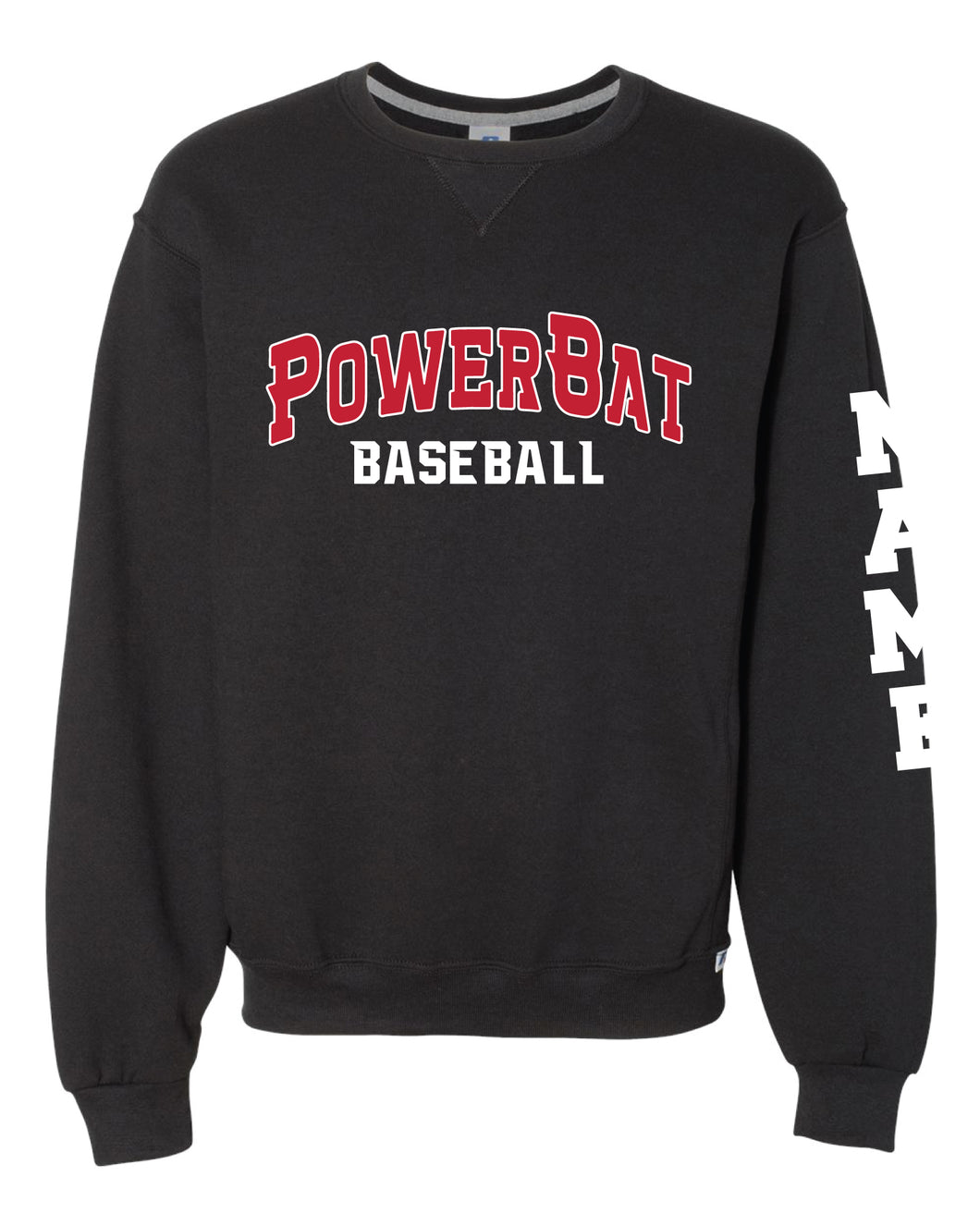 PowerBat Baseball Russell Athletic Cotton Crewneck Sweatshirt - Black - 5KounT