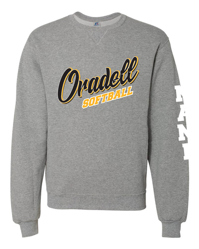 Oradell Softball Russell Athletic Cotton Crewneck Sweatshirt - Gray - 5KounT