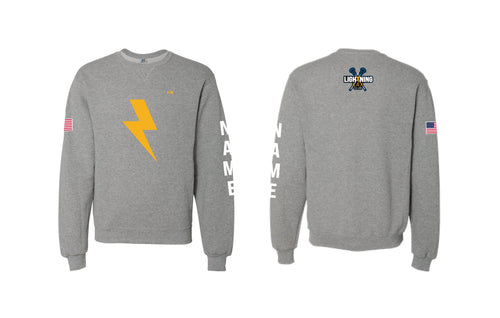 Lightning Lax Russell Athletic Cotton Crewneck Sweatshirt - Gray - 5KounT2018