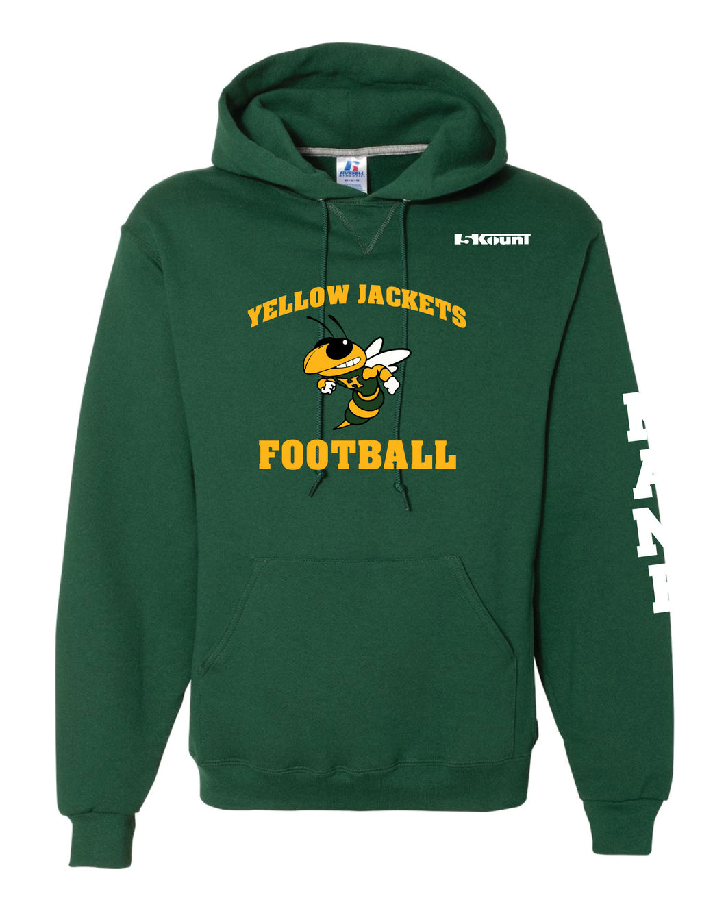 Yellow Jackets Football Russell Athletic Cotton Hoodie - Forest Green - 5KounT2018