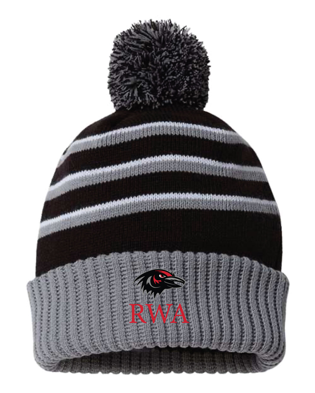 Robbinsville Wrestling Pom Beanie - Black / Youth