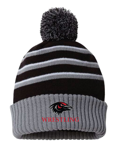 Robbinsville Wrestling Pom Beanie - Black