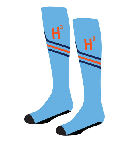 H3 Field Hockey Sublimated Knee High Socks - Carolina Blue - 5KounT