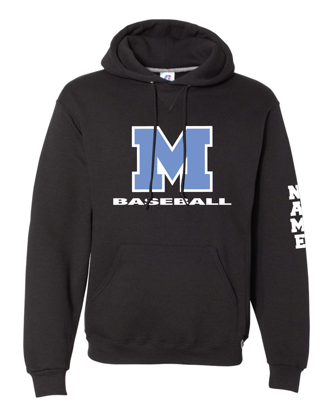 Mahwah Baseball Russell Athletic Cotton Hoodie Design 2 - Black