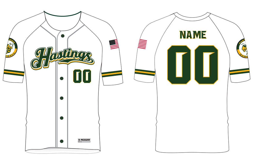 Hastings Baseball Sublimated Game Jersey - White - 5KounT