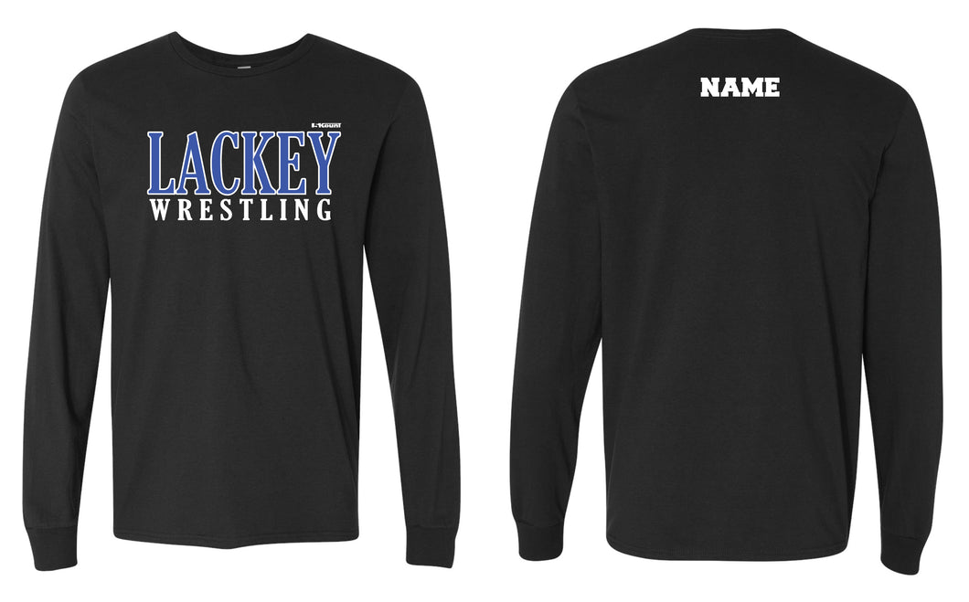 Lackey Wrestling Cotton Crew Long Sleeve Tee - Black - 5KounT2018