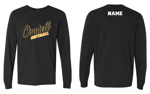 Oradell Softball Cotton Crew Long Sleeve Tee - Black