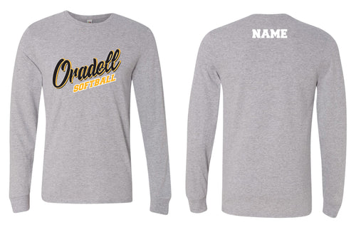 Oradell Softball Cotton Crew Long Sleeve Tee - Gray