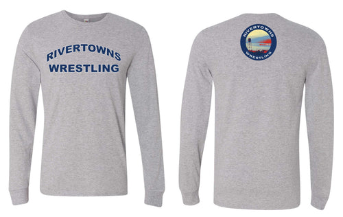 Rivertowns Wrestling Cotton Crew Long Sleeve Tee - Gray - 5KounT