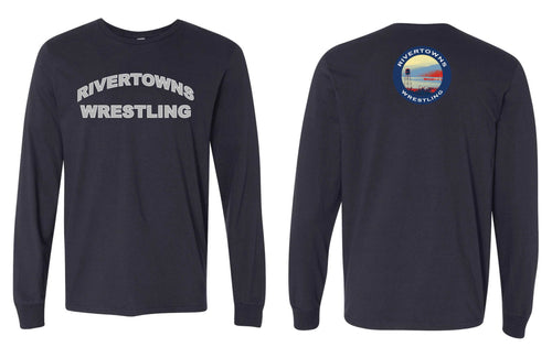Rivertowns Wrestling Cotton Crew Long Sleeve Tee - Navy - 5KounT