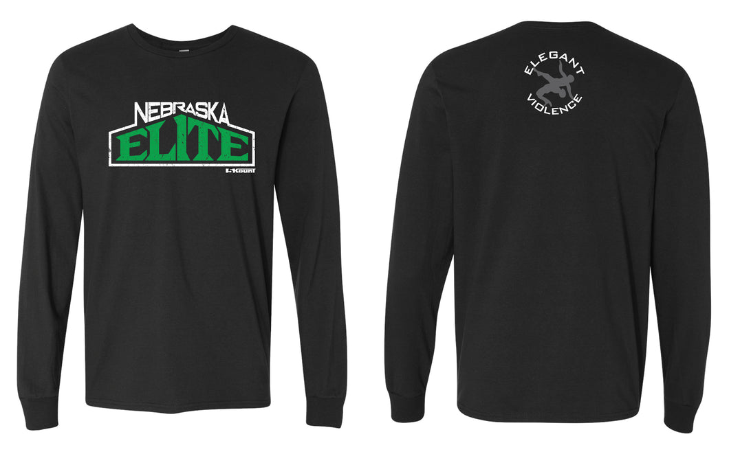 Nebraska Elite Cotton Crew Long Sleeve Tee - Black - 5KounT