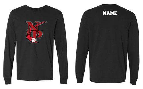 North Penn Baseball Cotton Crew Long Sleeve Tee - Black (Design 2) - 5KounT