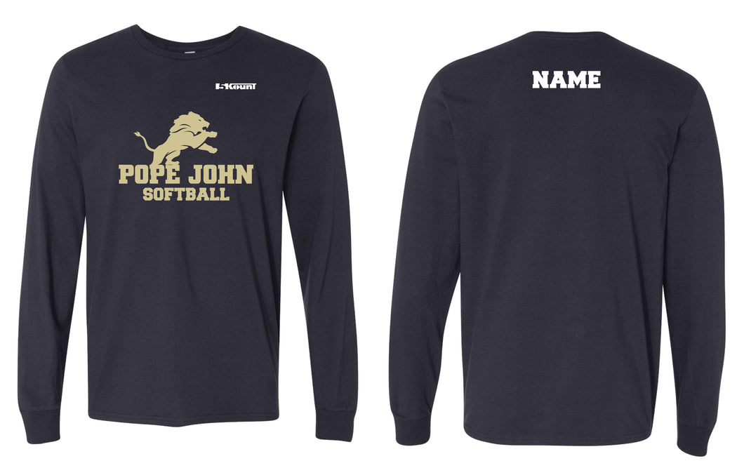 Pope John Softball Long Sleeve DryFit Unisex Shirt - Navy - 5KounT