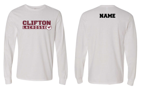 Clifton Lacrosse Cotton Crew Long Sleeve Tee - White