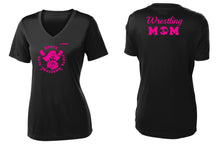 Monte Vista Takedown Club Wrestling Wrestling Women's V-Neck Dryfit Tee -  Pink Raspberry/Black - 5KounT2018