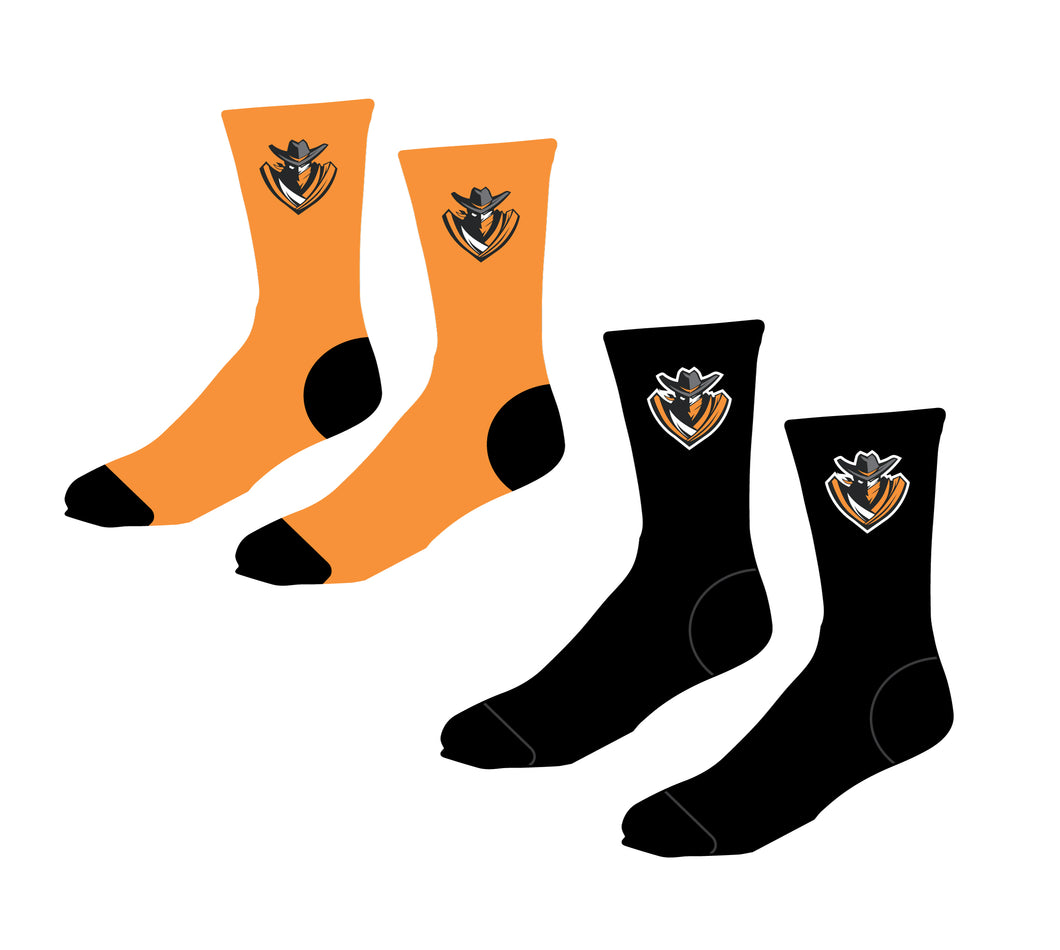 Outlaws Lax Sublimated Socks - Orange / Black - 5KounT2018