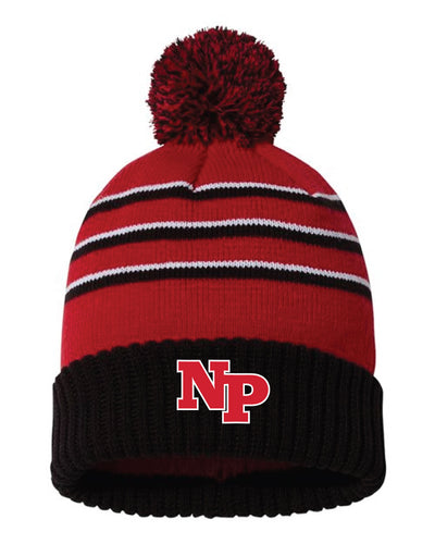 North Penn Baseball Pom Beanie - Black / Red - 5KounT